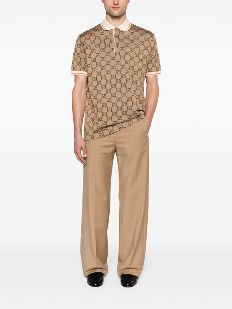 Brown Gg Print Polo Shirt