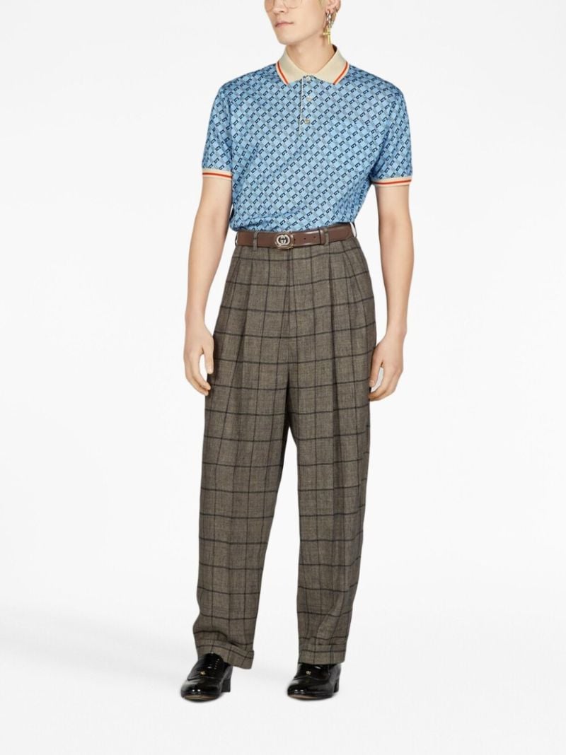 Blue Geometric G Cotton Polo Shirt