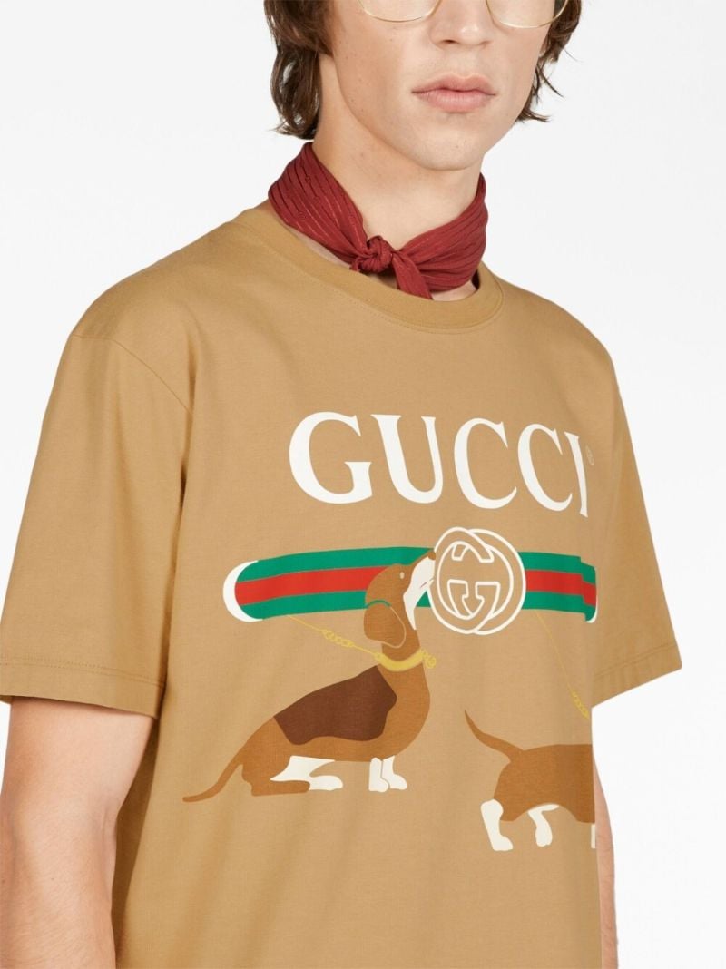 Brown Logo-print Cotton T-shirt