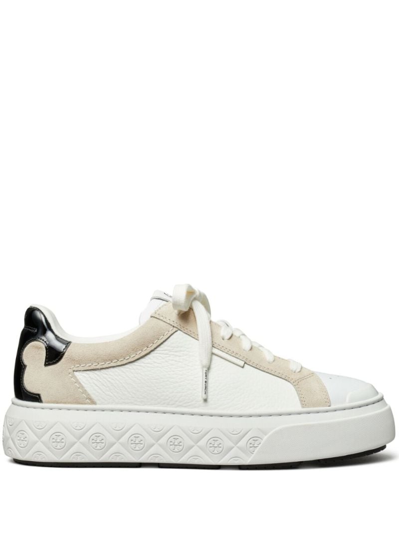 White Ladybug Logo Debossed Leather Sneakers