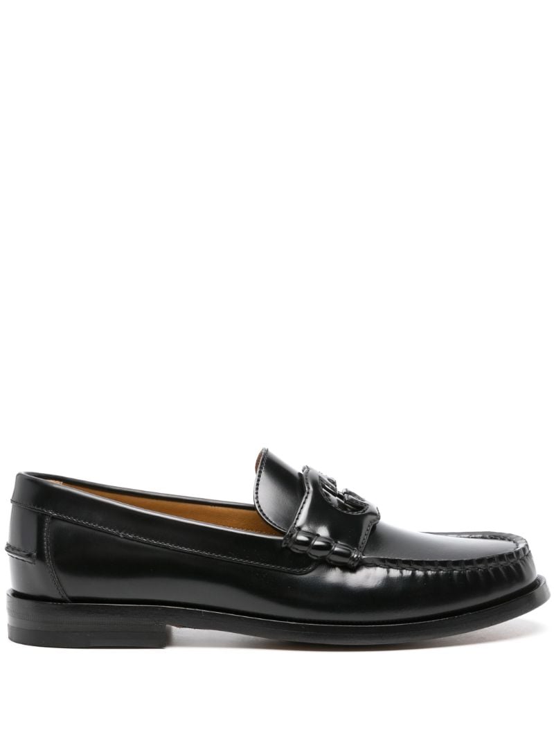 Black Interlocking G Leather Loafers