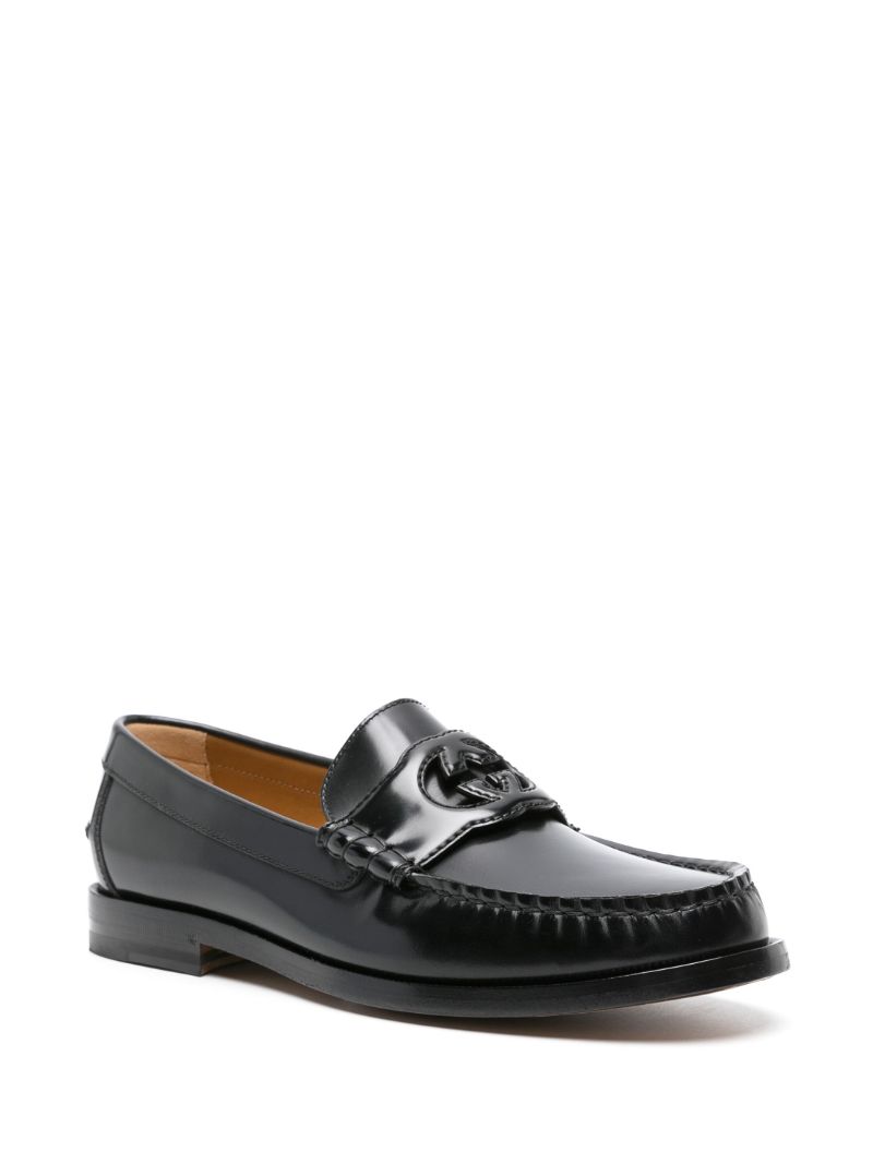 Black Interlocking G Leather Loafers