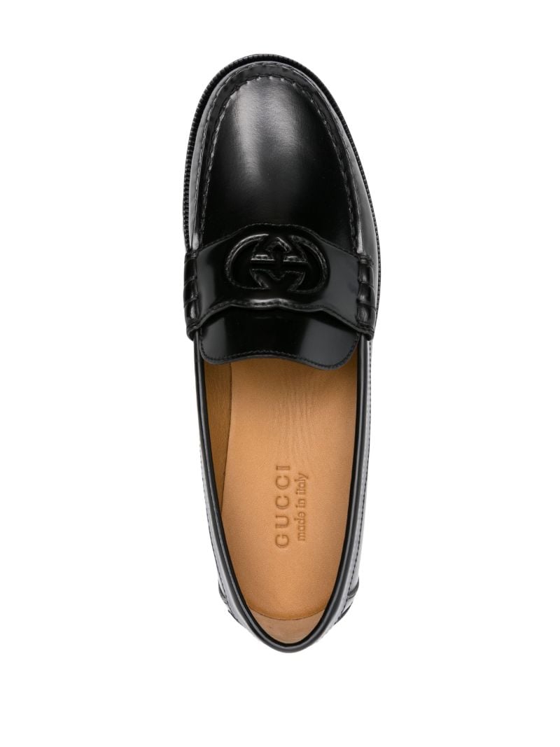 Black Interlocking G Leather Loafers