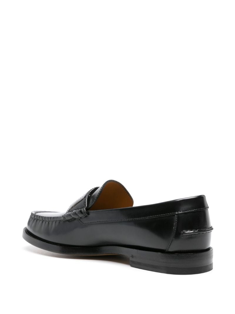 Black Interlocking G Leather Loafers