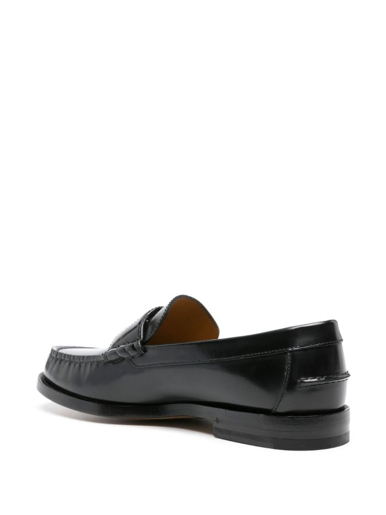 Black Interlocking G Leather Loafers