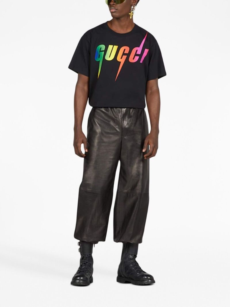 Black Blade Print Cotton T-shirt