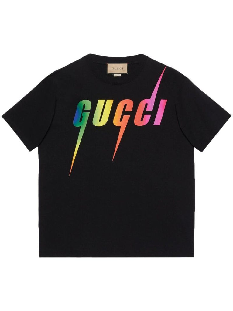 Black Blade Print Cotton T-shirt
