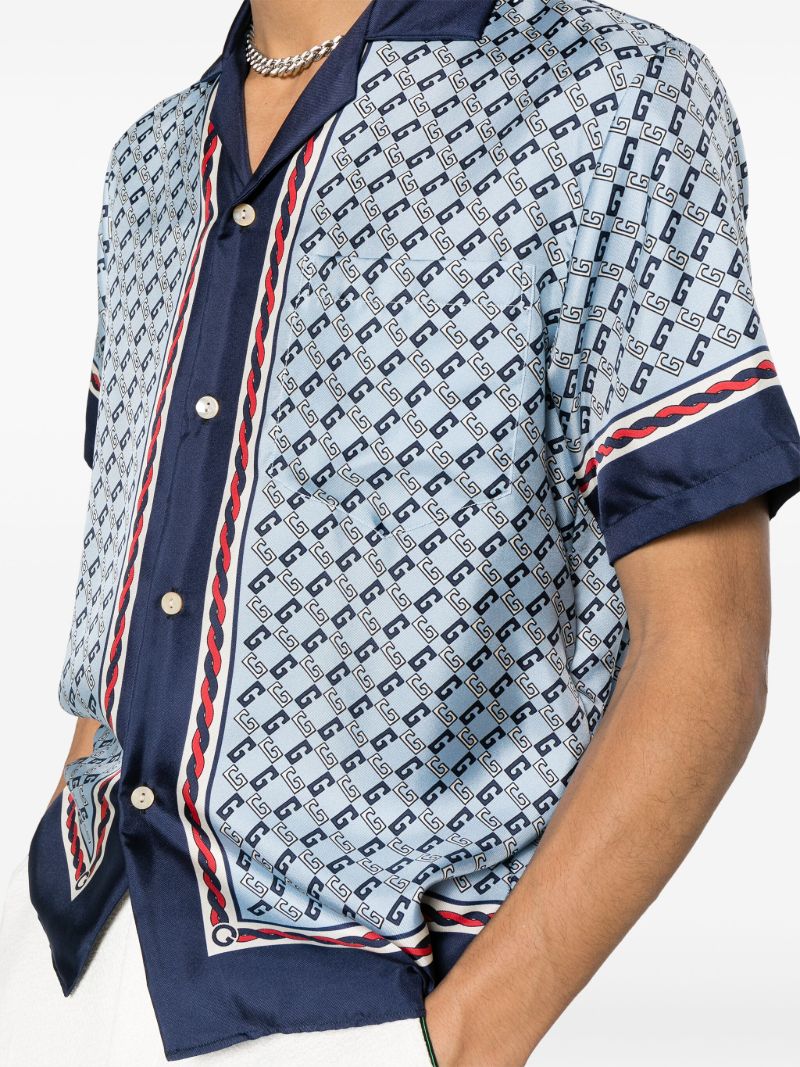 Blue Gg Print Silk Shirt