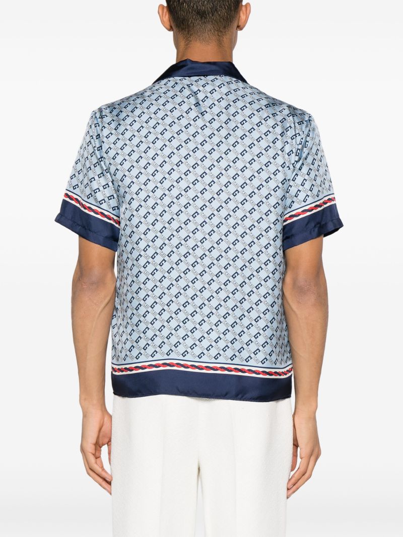 Blue Gg Print Silk Shirt