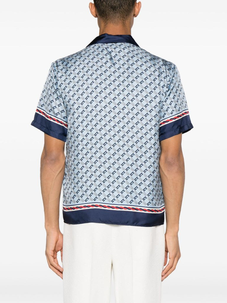 Blue Gg Print Silk Shirt