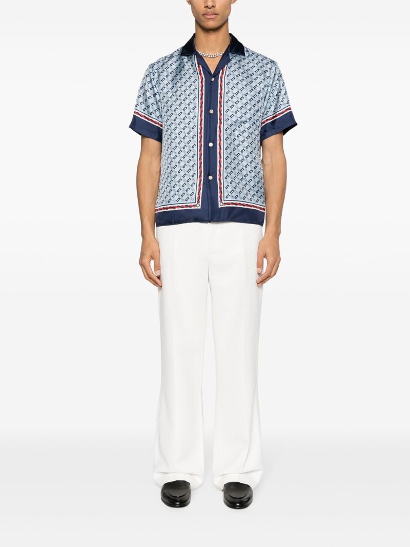 Blue Gg Print Silk Shirt