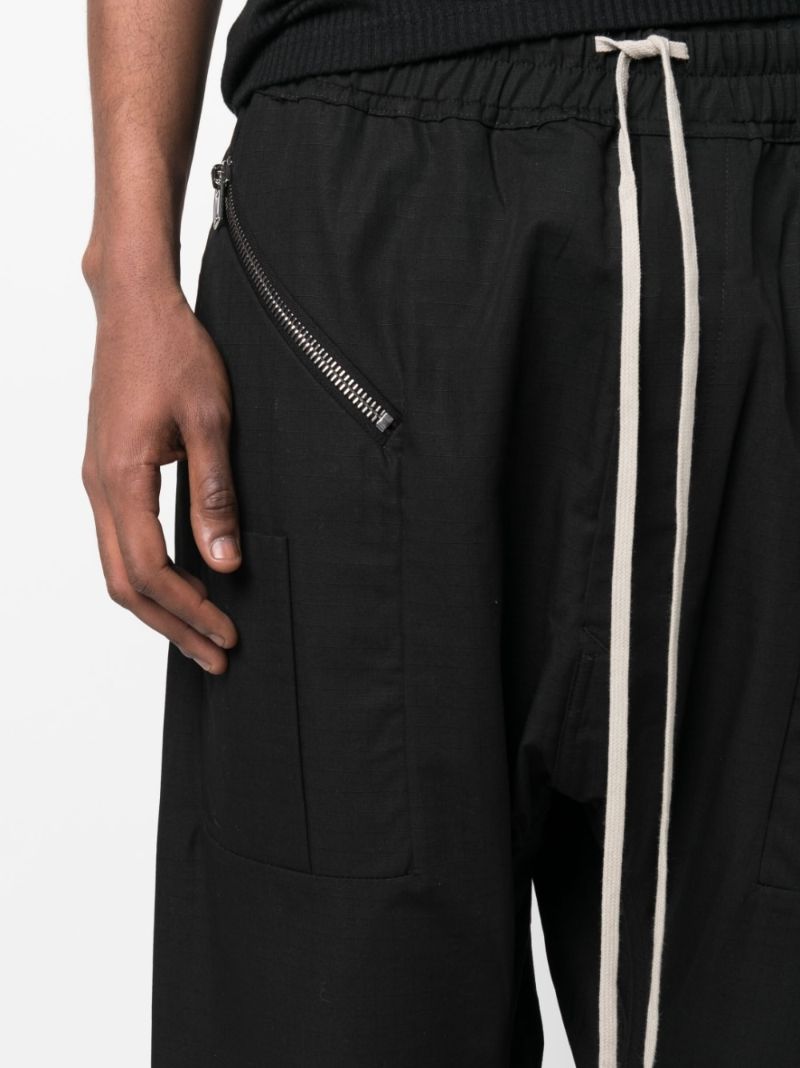 Black Cropped Drawstring Trousers
