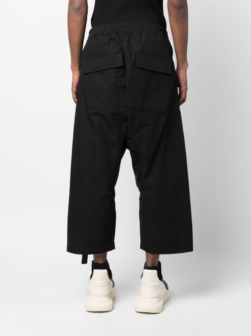 Black Cropped Drawstring Trousers