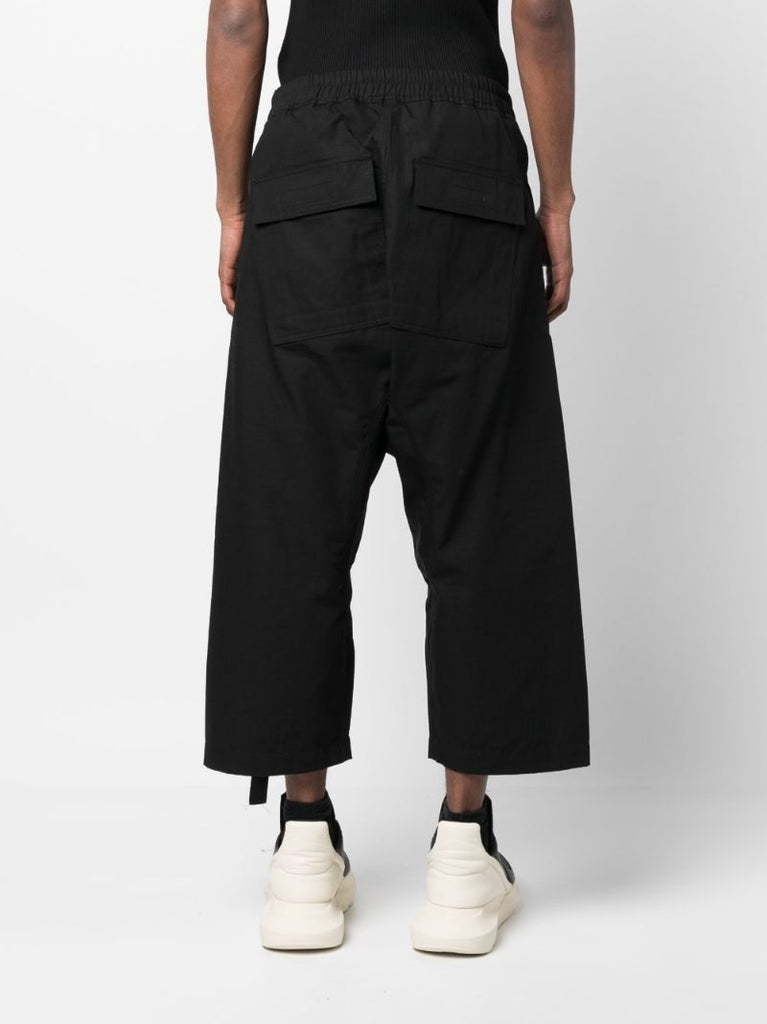 Black Cropped Drawstring Trousers