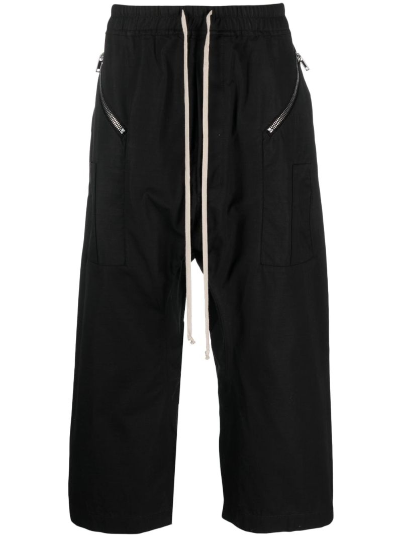 Black Cropped Drawstring Trousers