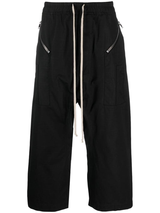 Black Cropped Drawstring Trousers