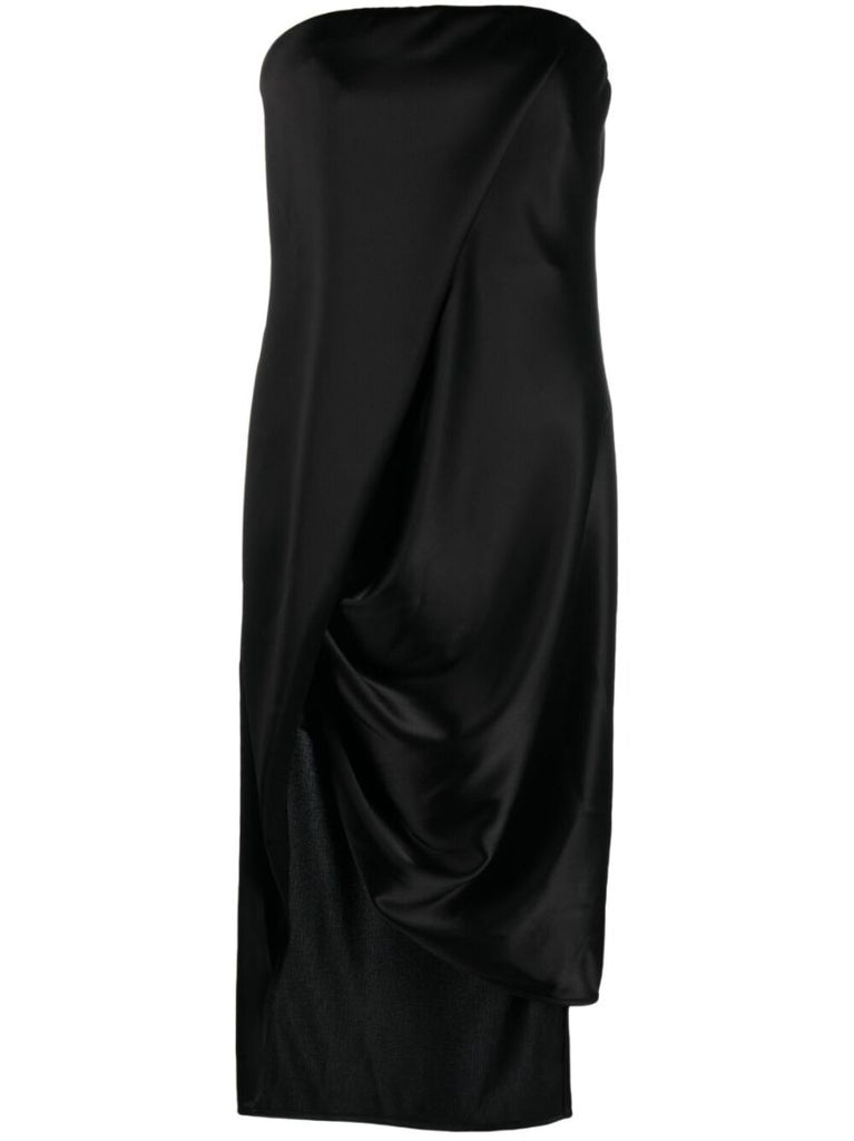 Black Wrap Strapless Dress