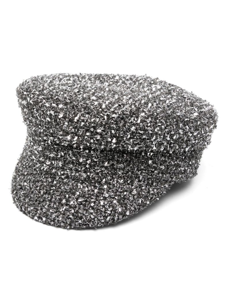 Black Tweed Baker Boy Hat