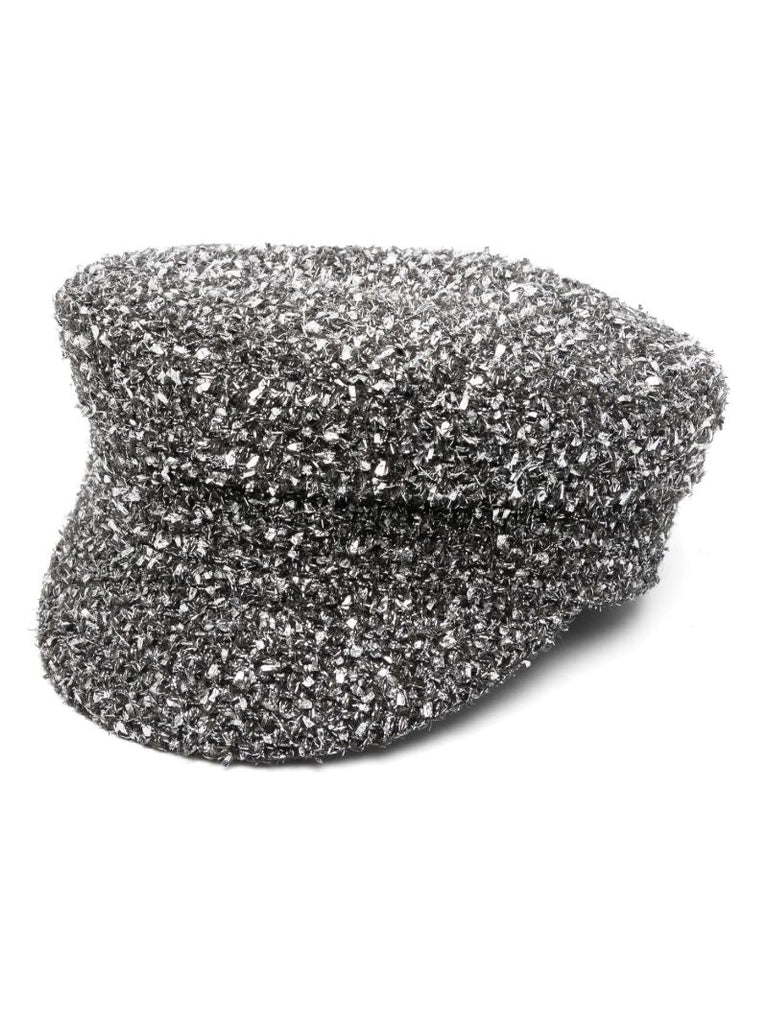 Black Tweed Baker Boy Hat