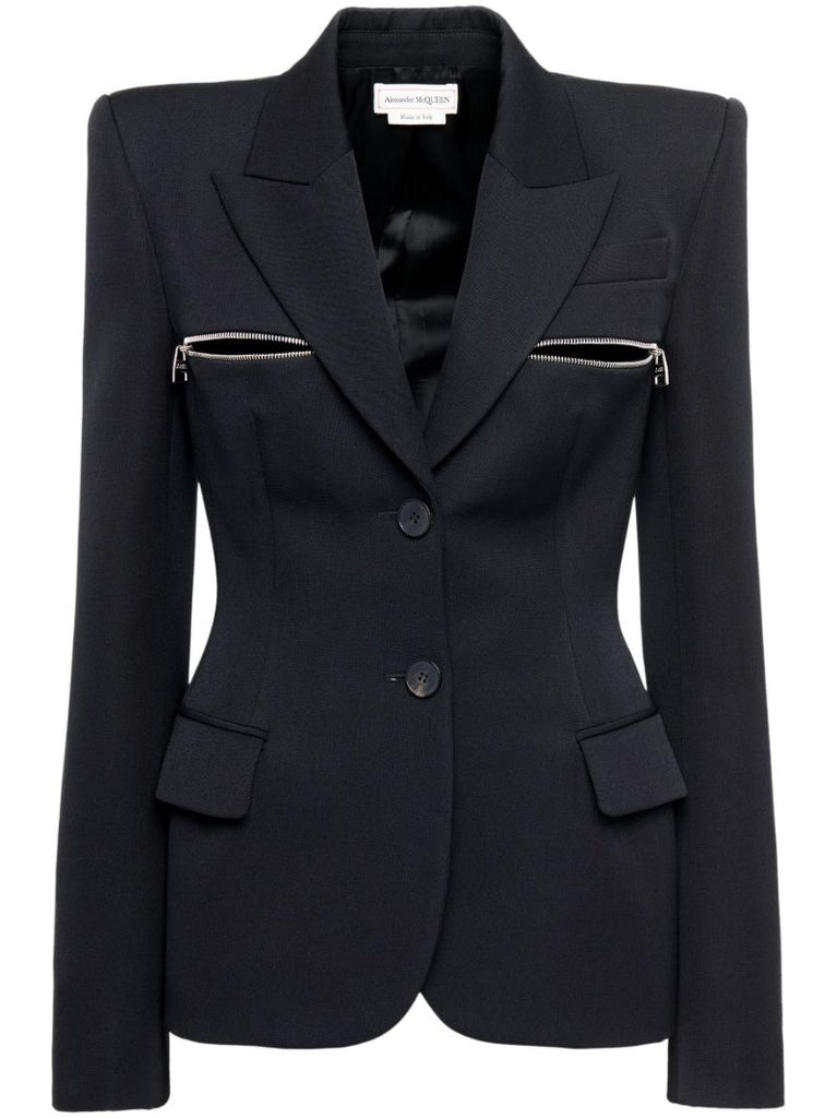 Black Single-breasted Wool Blazer