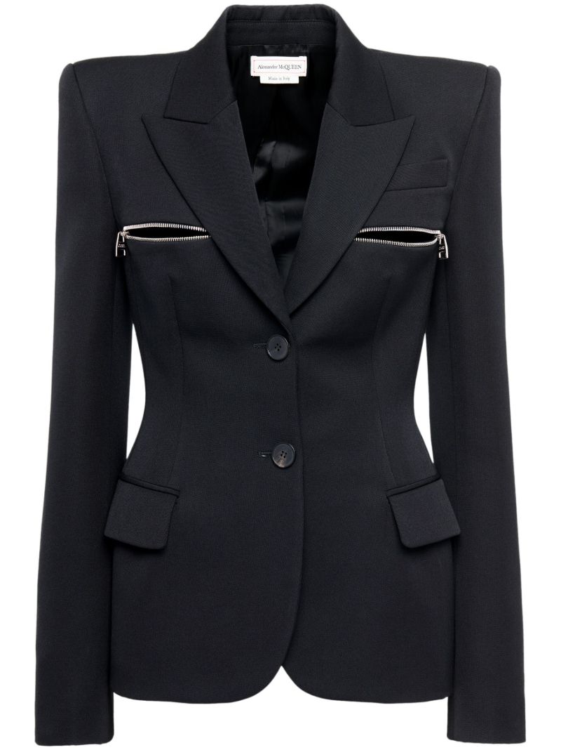 Black Single-breasted Wool Blazer