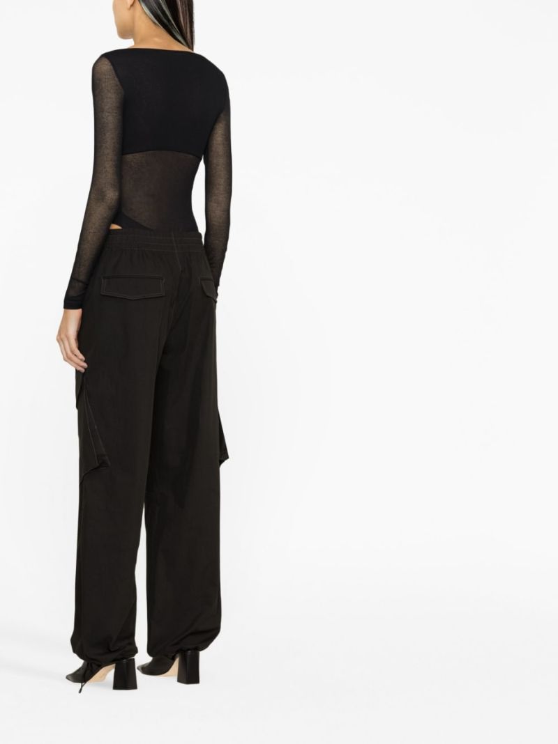 Black Cut-out Mesh Bodysuit