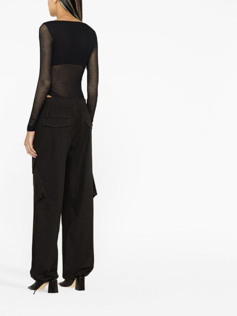 Black Cut-out Mesh Bodysuit