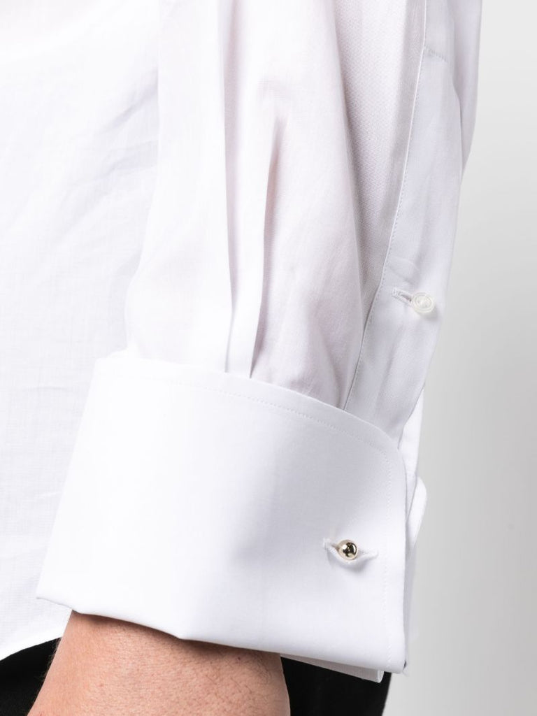 White PlissÃ_x0083_Â©-detail Cotton Shirt