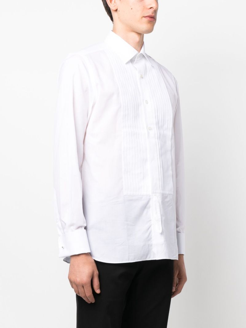 White PlissÃ_x0083_Â©-detail Cotton Shirt