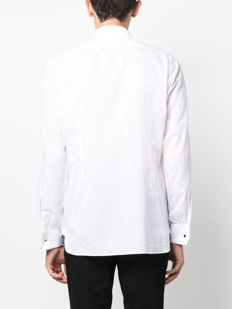 White PlissÃ_x0083_Â©-detail Cotton Shirt