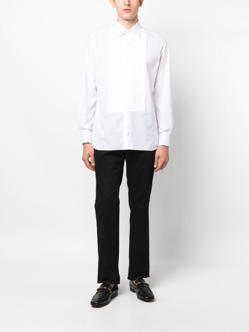 White PlissÃ_x0083_Â©-detail Cotton Shirt