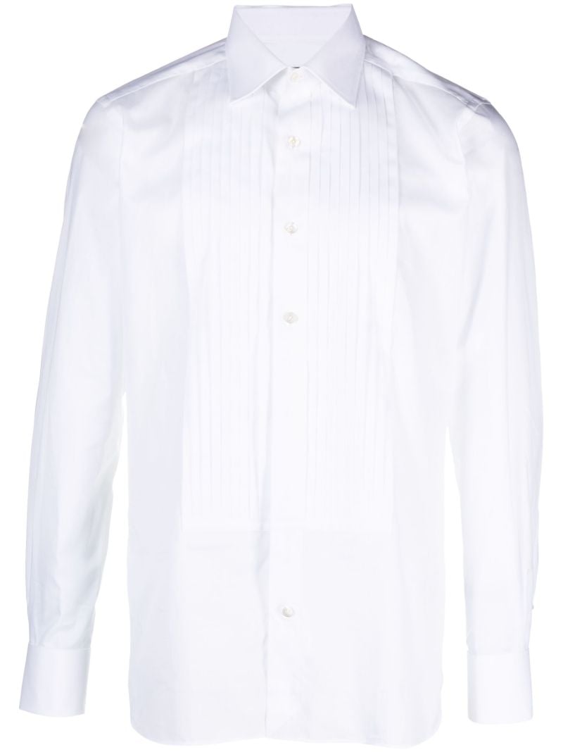 White PlissÃ_x0083_Â©-detail Cotton Shirt