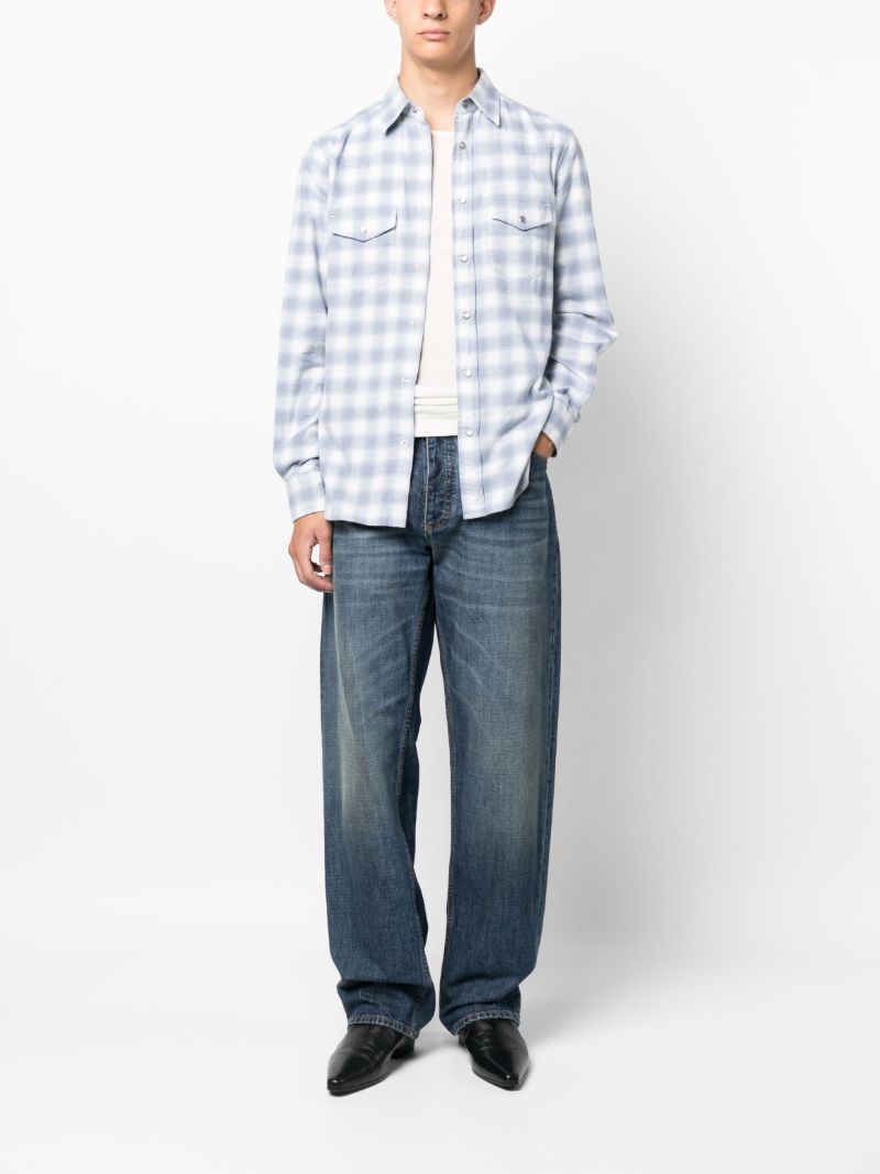 Blue Western Checked Cotton Shirt