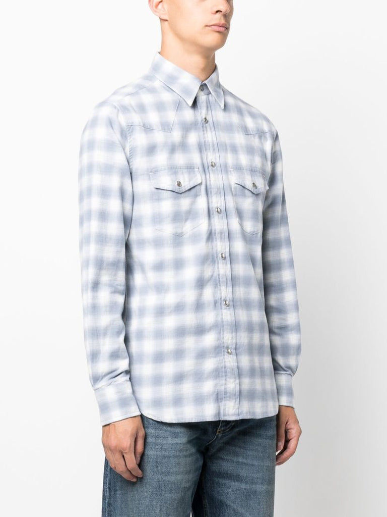Blue Western Checked Cotton Shirt