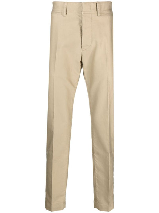 Beige Compact Cotton Chinos