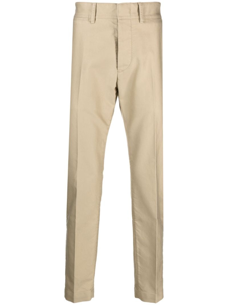 Beige Compact Cotton Chinos