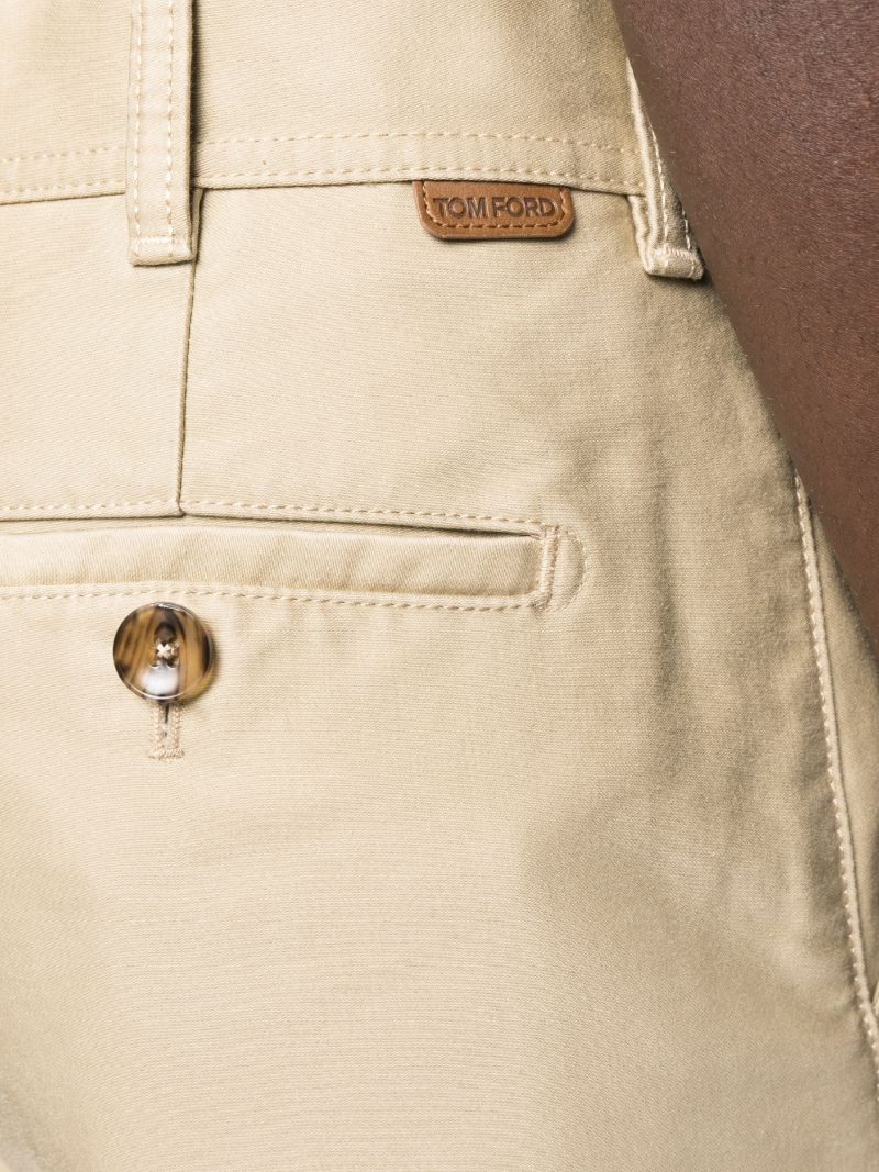Beige Compact Cotton Chinos