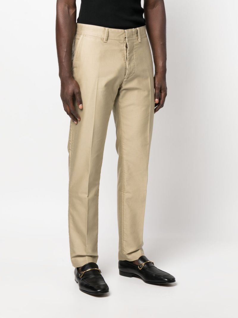 Beige Compact Cotton Chinos
