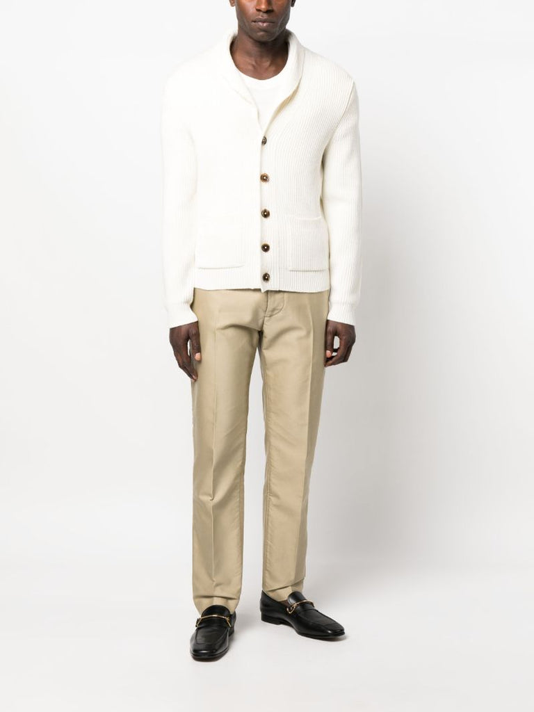 Beige Compact Cotton Chinos