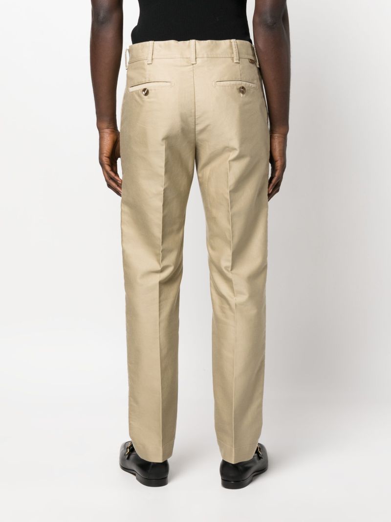 Beige Compact Cotton Chinos