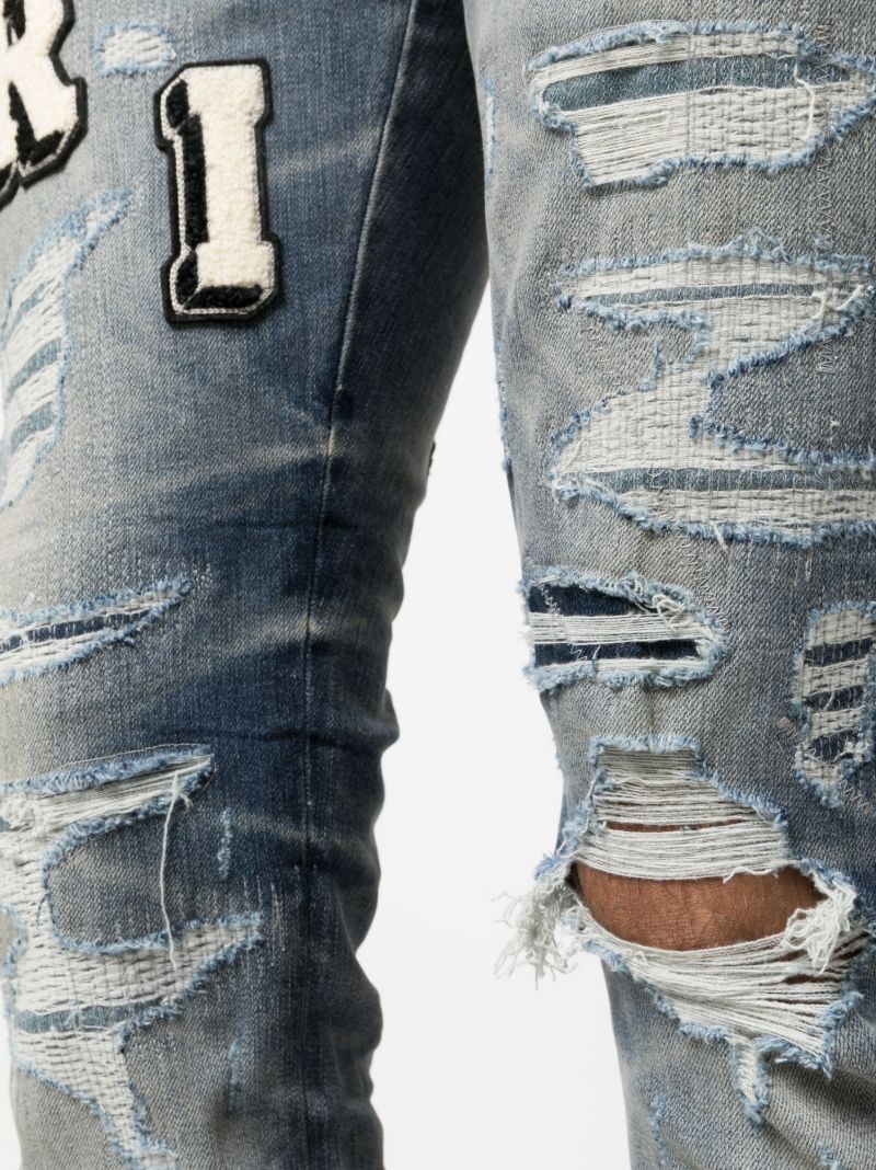 Blue Amiri Varsity Skinny Jeans