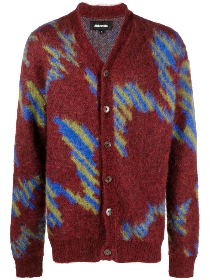 Red Ongoye Jacquard Cardigan
