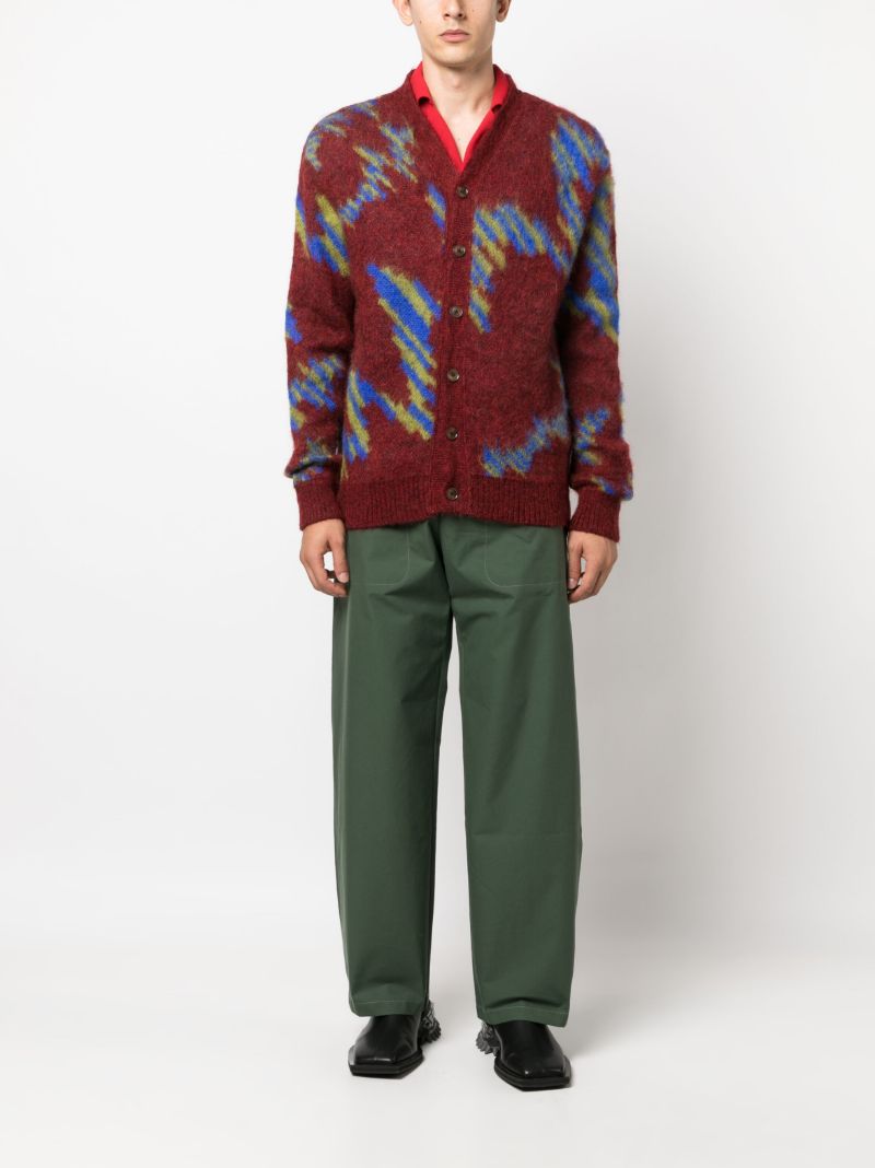 Red Ongoye Jacquard Cardigan