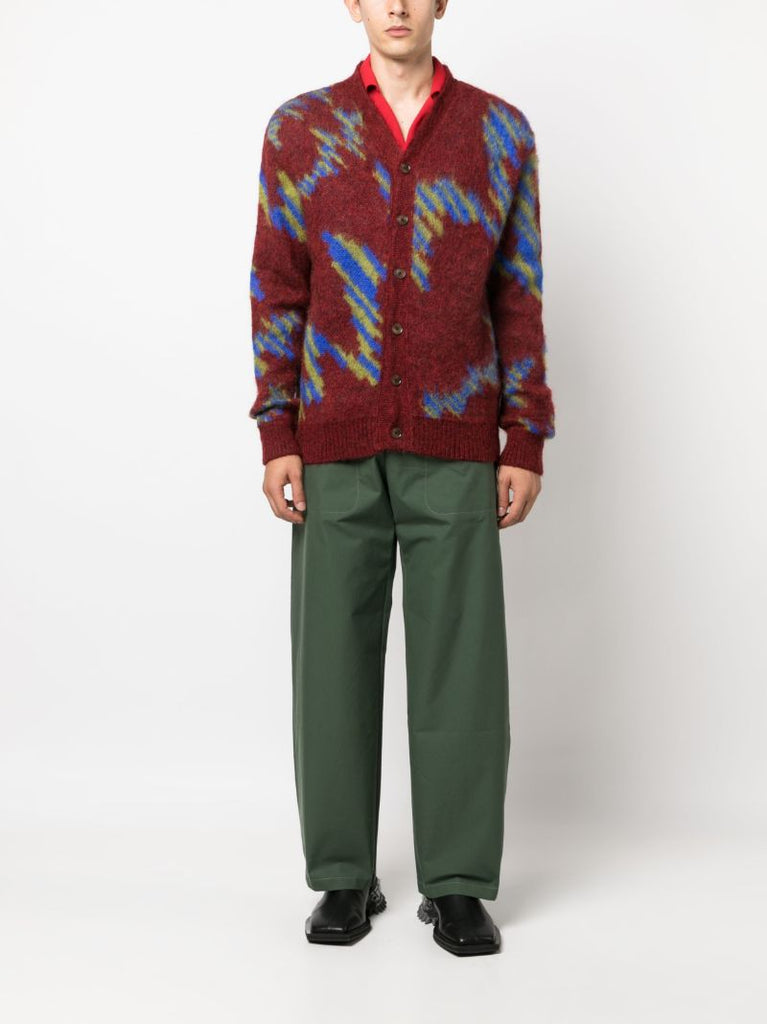 Red Ongoye Jacquard Cardigan