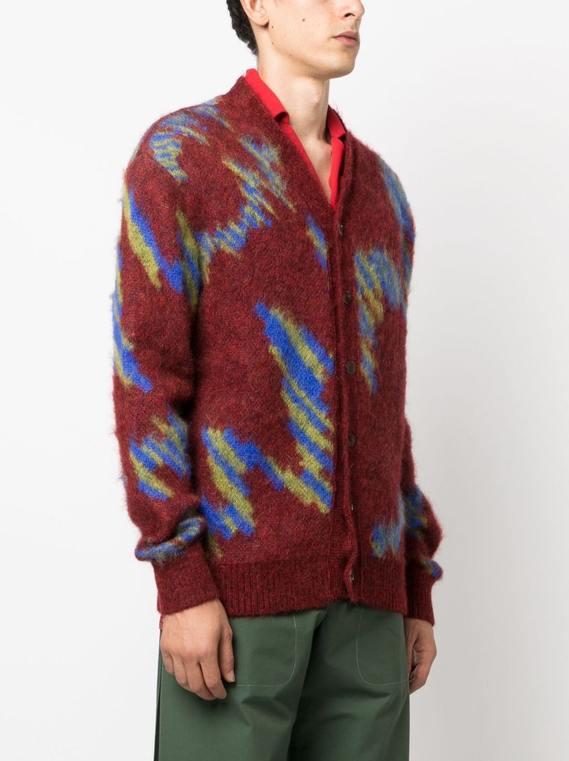 Red Ongoye Jacquard Cardigan