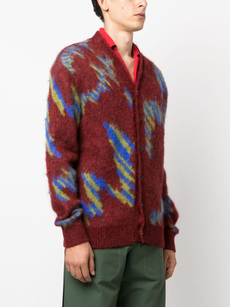 Red Ongoye Jacquard Cardigan
