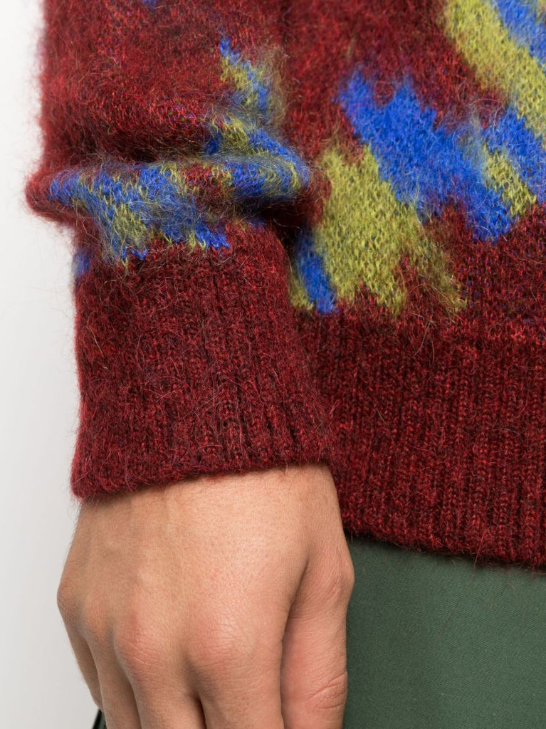 Red Ongoye Jacquard Cardigan