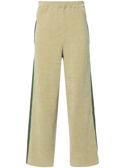 Green Panelled Cotton Track Pants