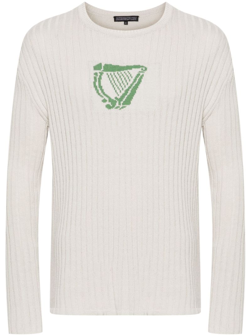 Neutral Harp Cotton Sweater