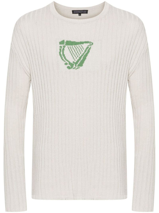 Neutral Harp Cotton Sweater